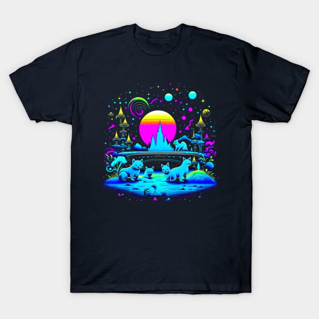 Cats And Kittens Planet T-Shirt by vystudio